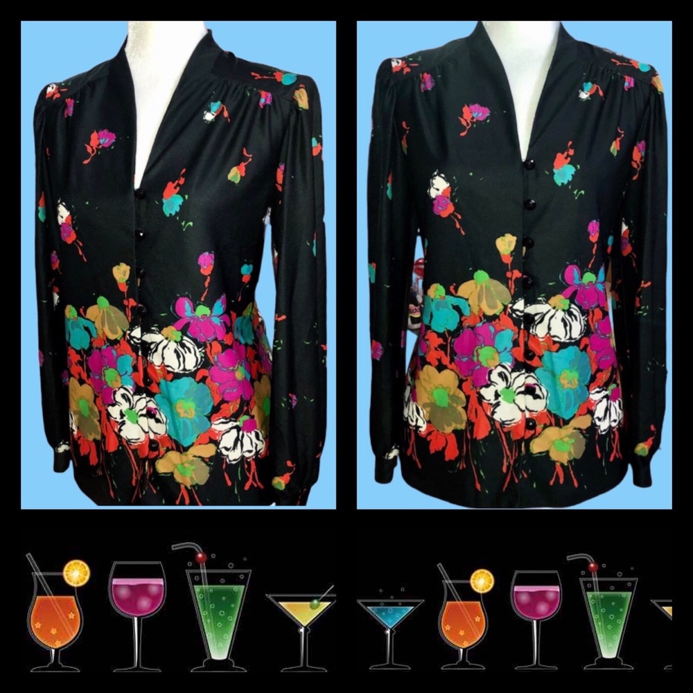HOST PICK! Marty Gutmacher Vintage Black Floral Blouse